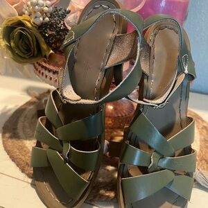 Salt Water Sandals by Hoy Green Leather Sandals
